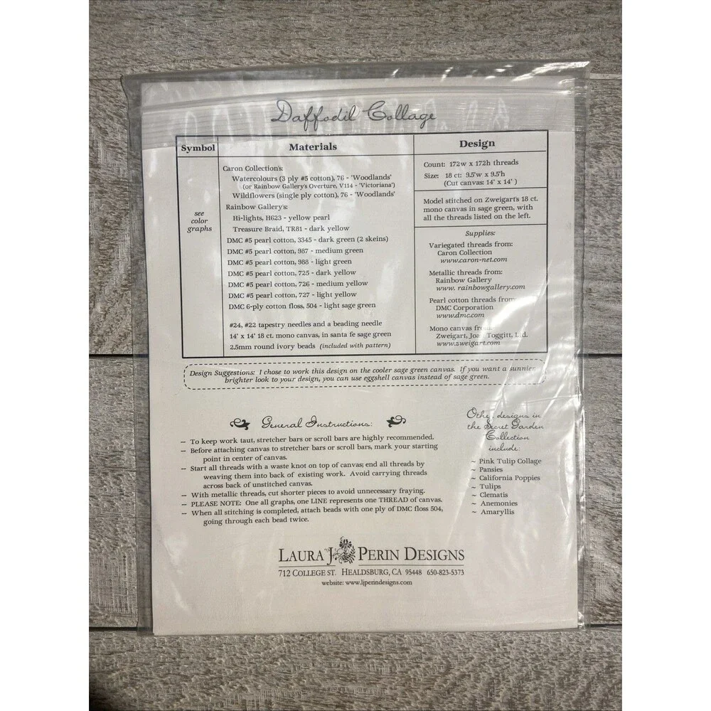 Laura J Perin Design Garden Collection Daffodil Collage Needlepoint